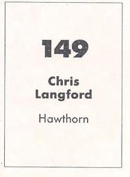 1990 Select AFL Stickers #149 Chris Langford Back